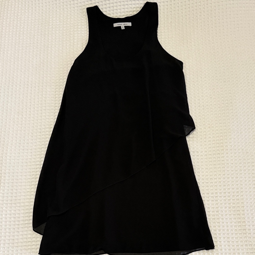 Naked Zebra Black Layered Chiffon Dress EUC S